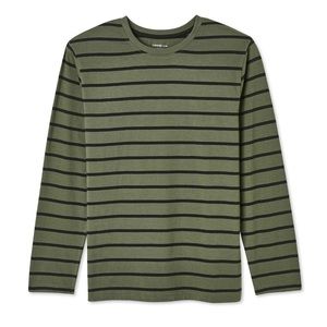 Boys Long Sleeve Striped T- Shirt - Green & Black Horizontal Stripes
